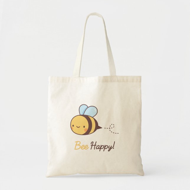Bolsa Tote Abeia Kawaii Feliz Por Ela (Frente)