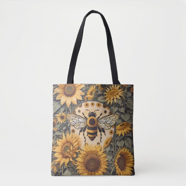 Bolsa Tote Abeja Vintage e Girassóis  (Frente)