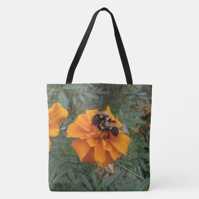 Bolsa Tote Abejas en Flor de Marigold (Frente)
