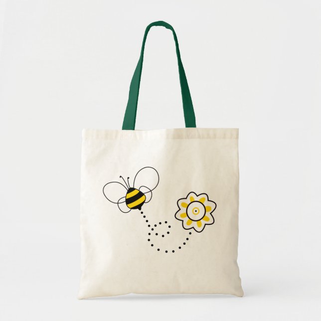 Bolsa Tote Abelha bonito & flor (Frente)