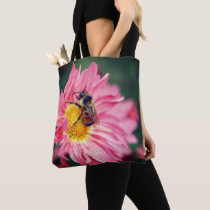 Bolsa Tote Abelha-Bumble Na Flor-Daisy Rosa 2  