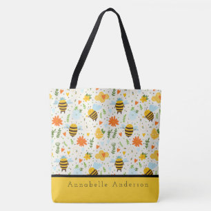 Bolsa Tote Abelha Fresca Com Chapéus Azuis Personalize O Sac