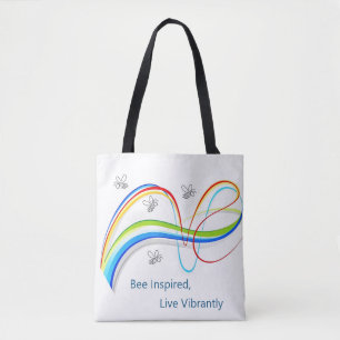 Bolsa Tote Abelha Inspirada, Vibrante Ao Vivo   Marca de Toqu