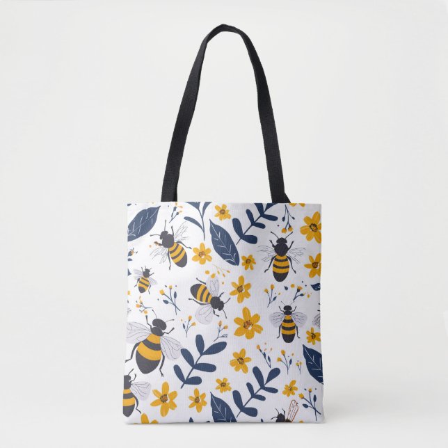Bolsa Tote Abelha na moda e Saco de Tota Floral (Frente)