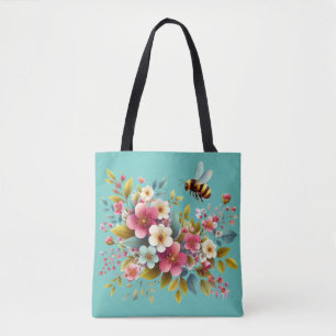 Bolsa Tote Abelha Primavera/Floral colorida