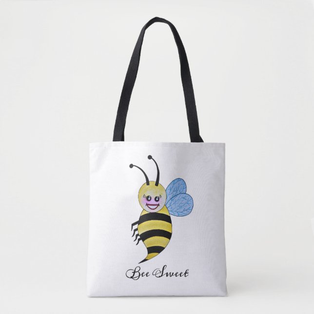 Bolsa Tote Abelhas De Cana-De-Água Com Sorriso Feliz (Frente)