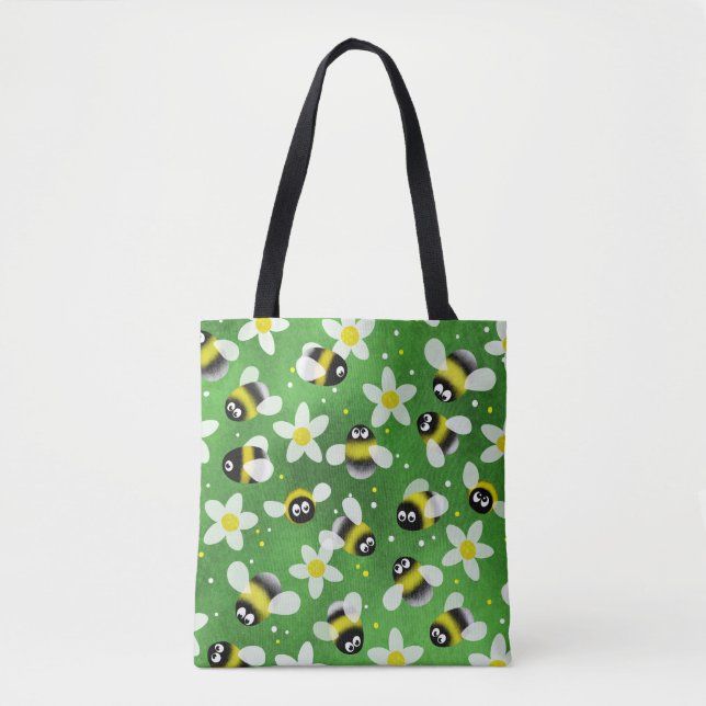 Bolsa Tote Abelhas de zumbido para jogar (Verde-Frasco) (Frente)