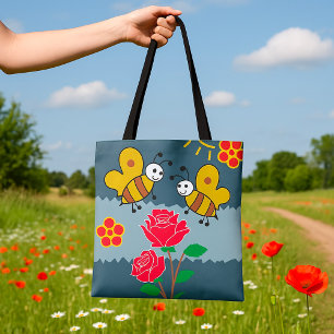 Bolsa Tote Abelhas E Flores