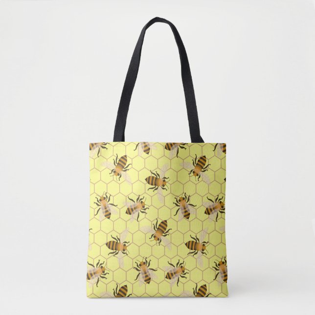 Bolsa Tote Abelhas melíferas, Salve as abelhas, Padrão das ab (Frente)