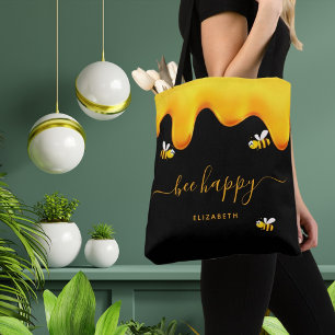 Bolsa Tote Abelhas negras, abelhões felizes, doce monograma d