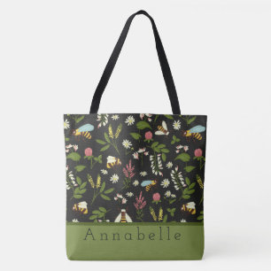 Bolsa Tote Abelhas Ocupadas e Flores Personalizam