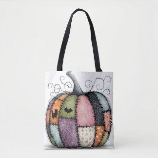 Bolsa Tote Abóbora Branca de Patchwork Caprichoso de Hallowee