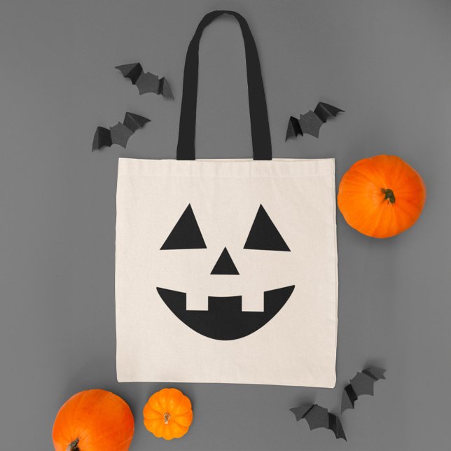 Bolsa Tote Abóbora Cute Jack O Lantern Face Halloween (Criador carregado)