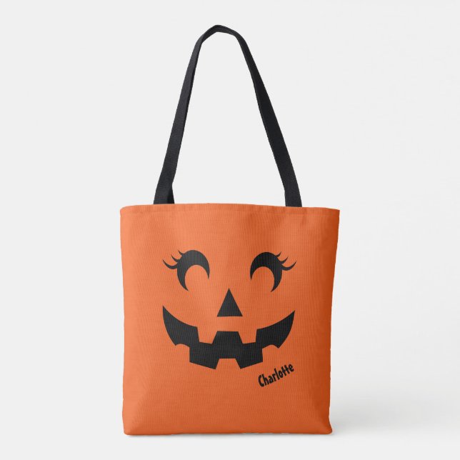 Bolsa Tote Abóbora-das-bruxas, Jack O'Lanterna, Pumpkin duplo (Verso)