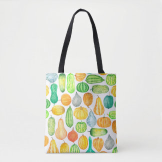 Bolsa Tote Abóbora de aquarela, padrão sem costura de squash