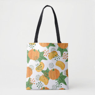 Bolsa Tote Abóbora De Aquarela Vegetal: Laranja Sem Costura