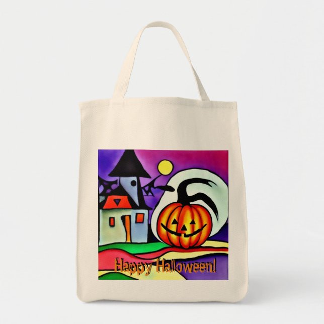 Bolsa Tote Abóbora de Halloween 2 (Frente)