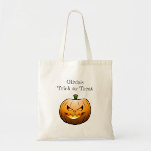 Bolsa Tote Abóbora de Halloween com chama acesa