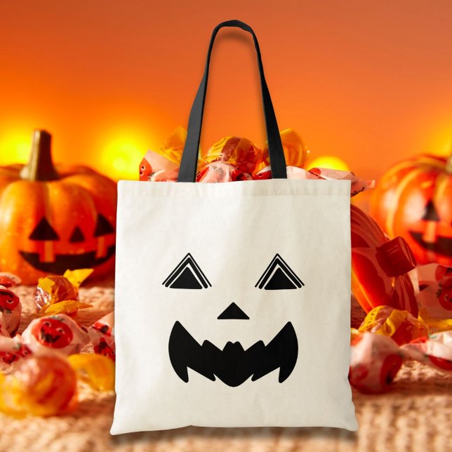 Bolsa Tote Abóbora de Halloween com Olhos de Triângulo Traçad (Criador carregado)