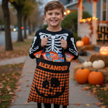 Abóbora de Halloween Laranja e Xadrez Preto Nome