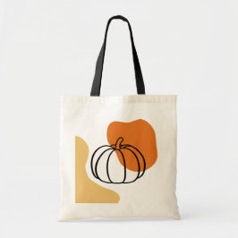 Bolsa Tote Abóbora de outono com Blob Laranja e Forma de Abst