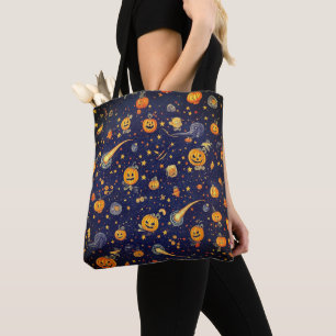Bolsa Tote Abóbora do Espaço Halloween - Jack-O-Lanterna Cósm