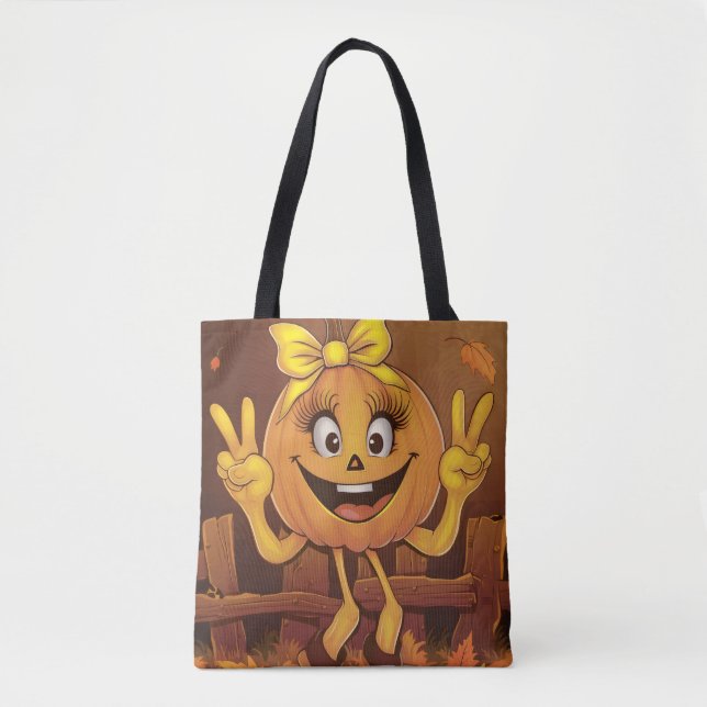 Bolsa Tote Abóbora feliz. (Frente)