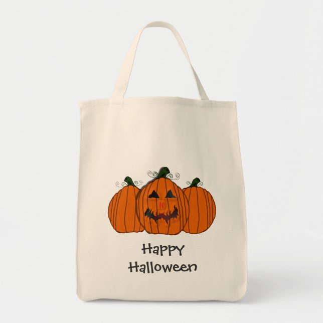 Bolsa Tote Abóbora feliz do Dia das Bruxas (Frente)