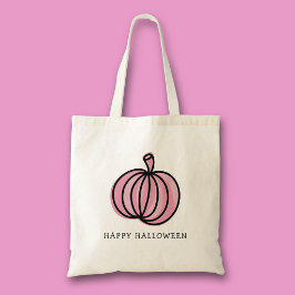 Bolsa Tote Abóbora Rosa Feliz Halloween