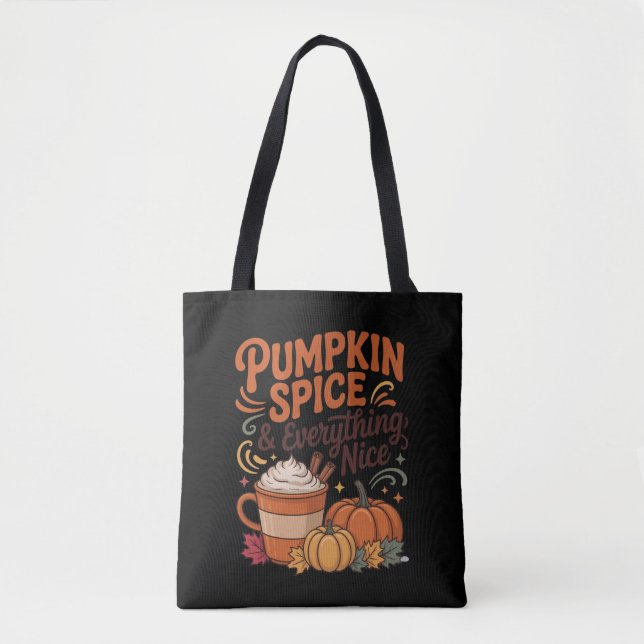Bolsa Tote Abóbora Tempera & Tudo Bonito Outono (Frente)