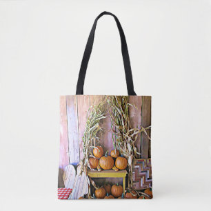 Bolsa Tote Abóboras de Halloween Saco de Outono com Coração d