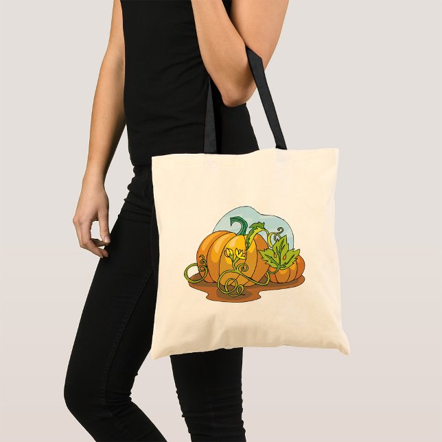 Bolsa Tote Abóboras e Folhas Rústicas de Outono (Criador carregado)