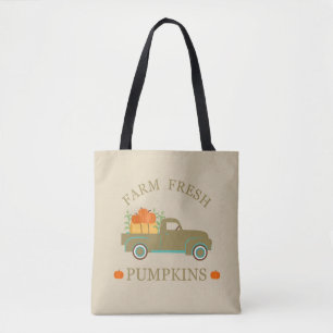 Bolsa Tote Abóboras frescas vintage de fazenda aquarela outon