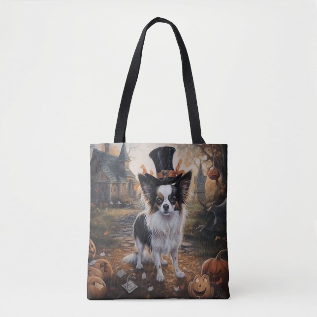 Bolsa Tote Abóboras Papillon Halloween Assustadoras (Frente)