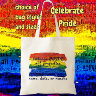 Bolsa Tote Abrace ORGULHO não Preconceito Arte Arco-íris