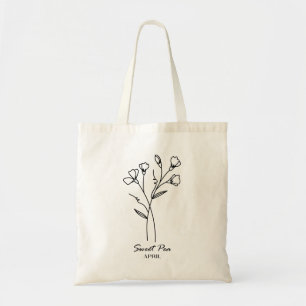 Bolsa Tote Abril Birth Flower Ervilha doce
