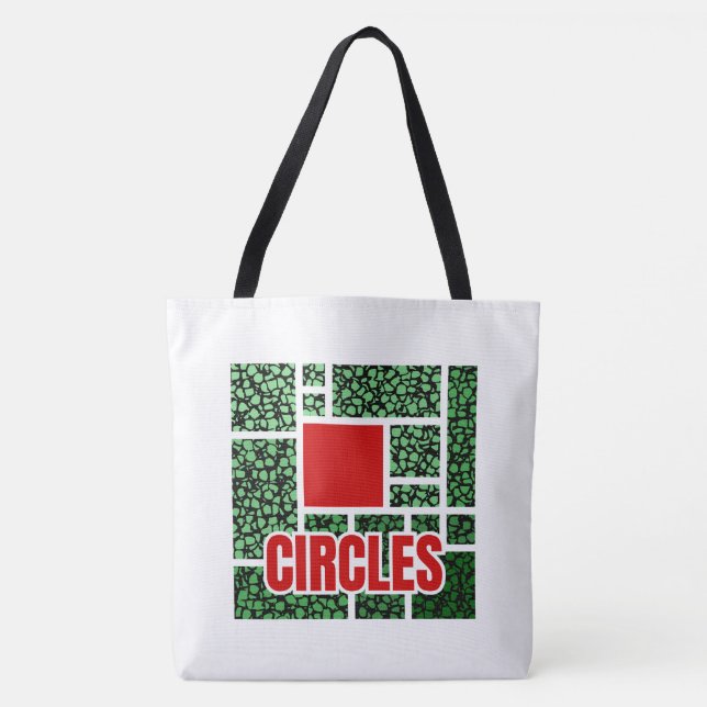 Bolsa Tote Abstração com Pontos Verdes e Acentos Vermelhos (Frente)