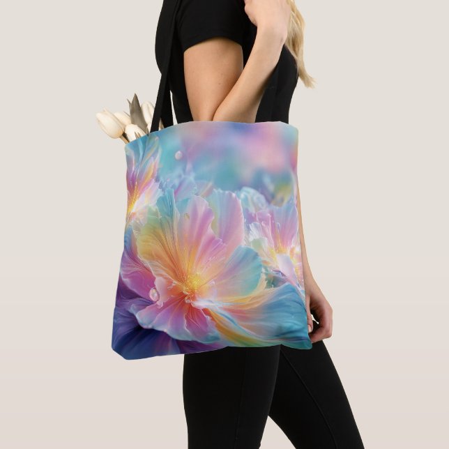 Bolsa Tote Abstract cosmic floral explosion in pastel (Close Up)