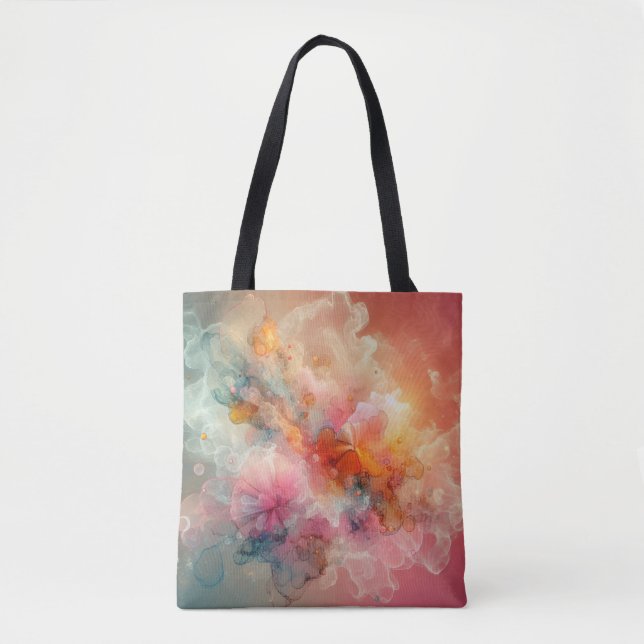 Bolsa Tote Abstract Floral Cloud Ink Landscape (Frente)