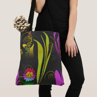 Bolsa Tote Abstract Floral with Spirals 1