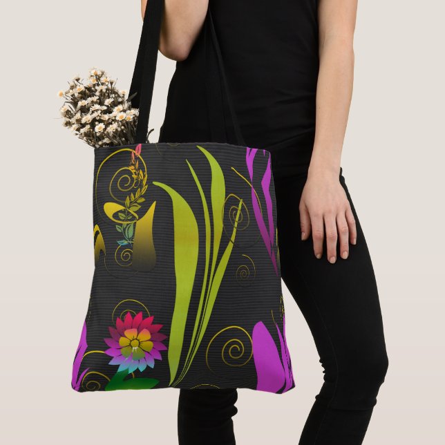 Bolsa Tote Abstract Floral with Spirals 1 (Close Up)