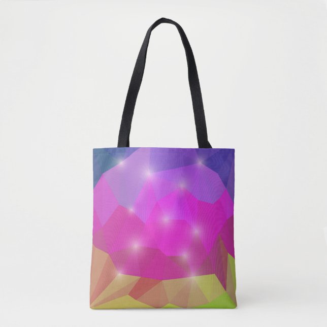 Bolsa Tote Abstract Geometric Crystal Mosaic in Pink (Frente)