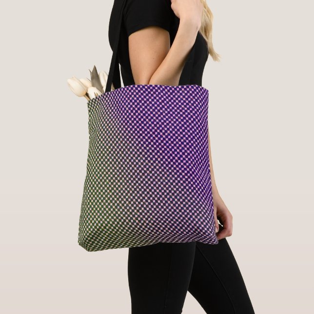 Bolsa Tote Abstract Geometric Gradient Checker Pattern 1278 (Close Up)