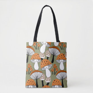 Bolsa Tote Abstract Hand Drawing Colorful Mushrooms Repeating