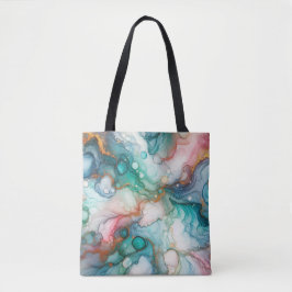 Bolsa Tote Abstract in Pink, Teal, Blue, and Gold