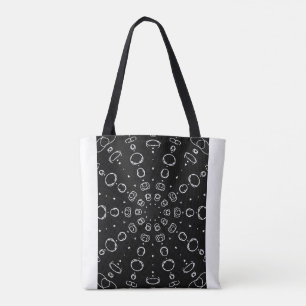 Bolsa Tote Abstract Monochrome White Mandala Geometric Patter