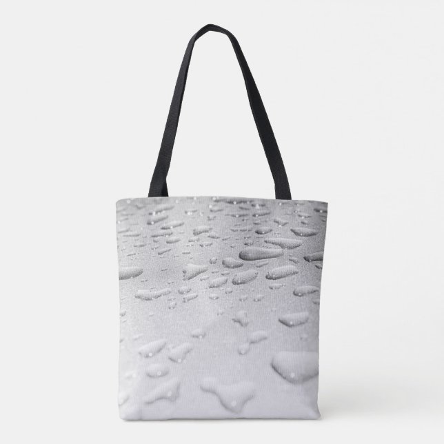 Bolsa Tote Abstract Water Droplets on Metallic Surface Textur (Verso)