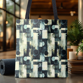 Bolsa Tote Abstrata Azul Ardósia Elegante Moderna