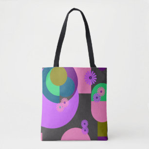 Bolsa Tote Abstrata Floral Geométrica Colorida