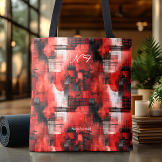 Bolsa Tote Abstrata Vermelha Ousada Arte Geométric